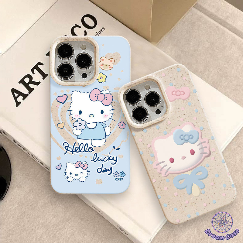ย่อยสลายได้แมวคิตตี้น่ารักกล่องโบว์โบว์หวานสำหรับ Oppo A57 A18 A17K A58 A53 A54 A78 A15 A17 A16K A38 A77 A16 A12 Reno 5F