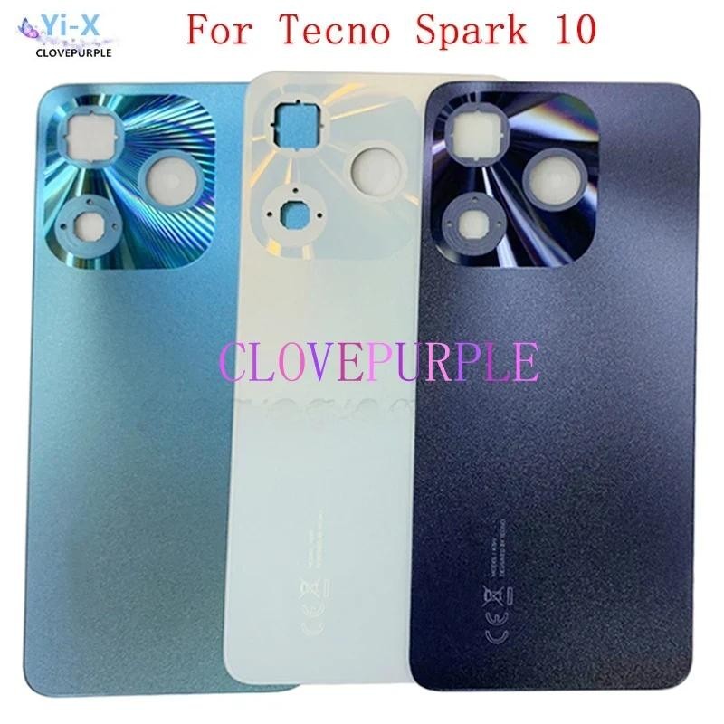 1x ประตูด้านหลังแบตเตอรี่สําหรับ Tecno Spark 10 ฝาหลังอะไหล่ซ่อม