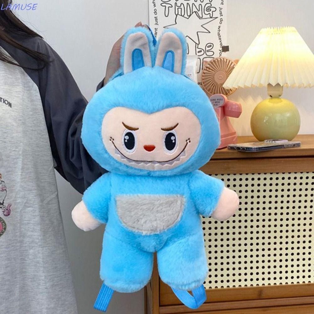 Lamuse Labubu กระเป๋านักเรียน, กระเป๋าเป้สะพายหลังตุ๊กตาน่ารักนุ่ม, Kawaii สไตล์เกาหลีปุยน้ําหนักเบาตุ๊กตาการ์ตูน Rucksack นักเรียน