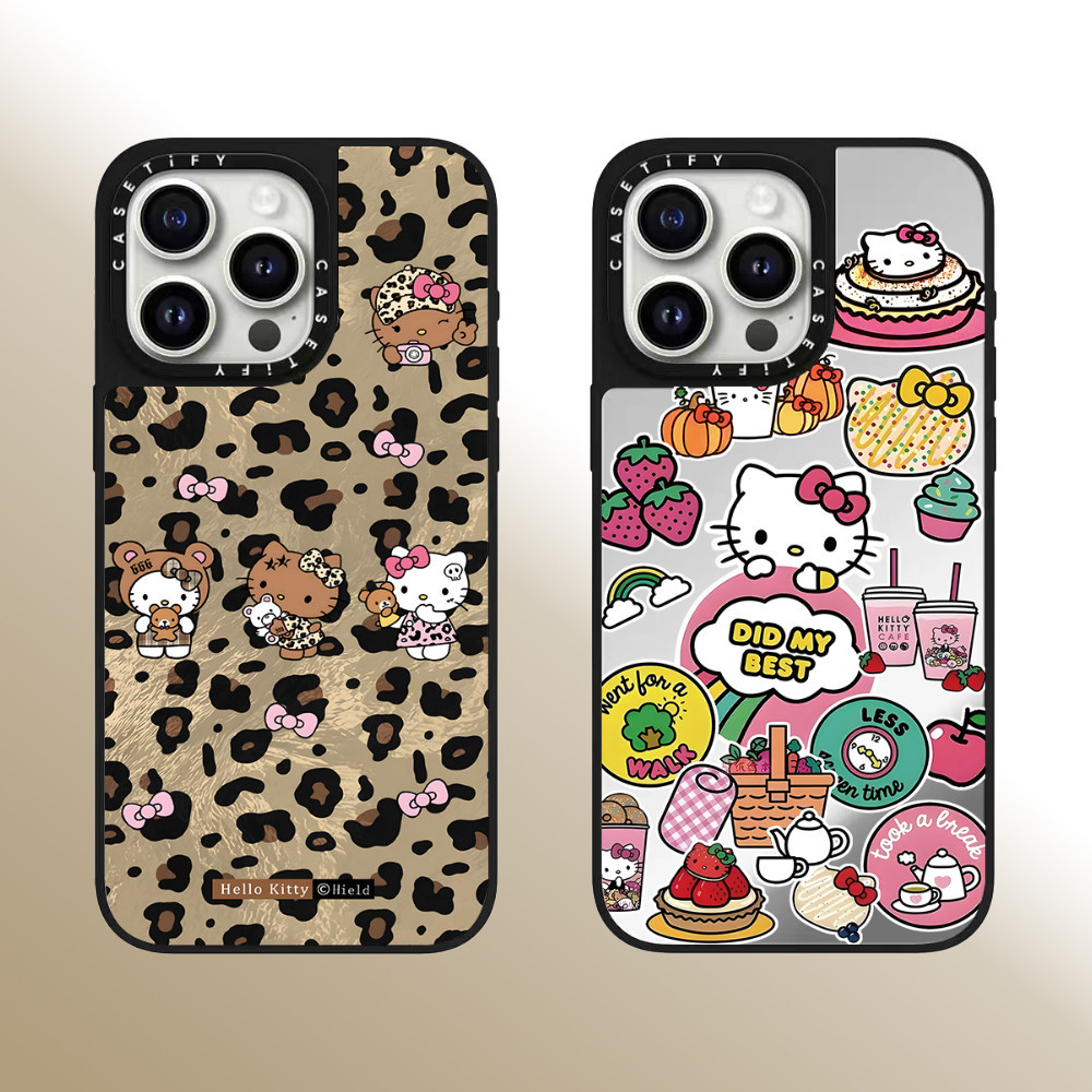 Casetify รูปแบบเสือดาว Kitty Cat คุณภาพสูงกระจกเคสโทรศัพท์เหมาะสําหรับ iPhone 15 Pro Max 14 Pro Max 13 Pro Max 15 Pro 14 Pro 13 Pro 12 Pro 12 11 แฟชั่น Anti Drop Hard Case