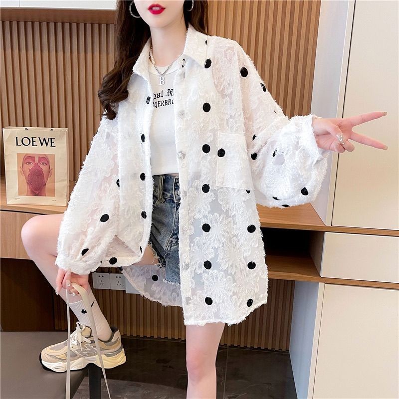 ส่งไวจากไทย⭐Summer⭐M-2XL รุ่นบาง ลมขี้เกียจ เสื้อเชิ้ต เสื้อโค้ท ผู้หญิง หลวม ความรู้สึกของการออกแบบ ท็อปส์ เทรนด์