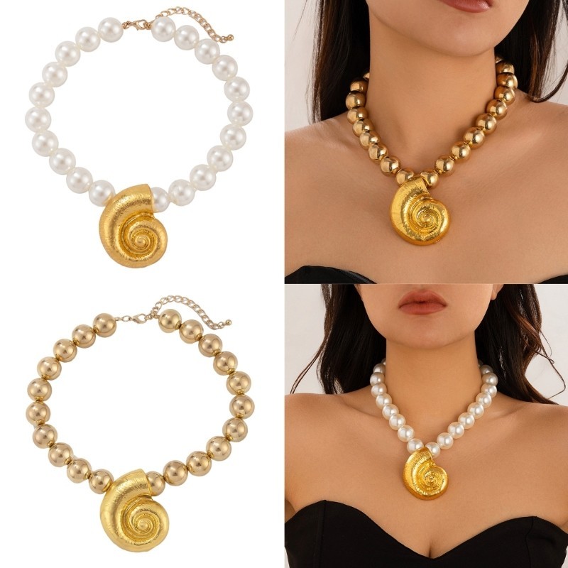 สร้อยคอมุกเทียมBST สามารถปรับขนาดได้ มาพร้อมสายโซ่แบบคล้องคอ สไตล์แฟชั่น