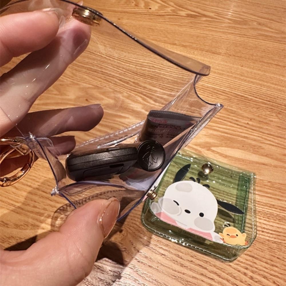 HOBBYIN กระเป๋าใส่เหรียญมินิพีวีซี,น่ารักการ์ตูนถุงเยลลี่ใส,กระเป๋าใส่เหรียญพวงกุญแจกระเป๋าแขวนขนาดเล็กลิปสติกกระเป๋า
