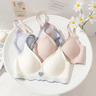 ⭐อัพเกรดใหม่ 🎀 เจลลี่บรา ดันทรง ไม่มีขอบล้อ เสื้อชั้นใน สีทูโทนลายหัวใจ น่ารักสุภาพสตรีฤดูร อนสไตลบาง
