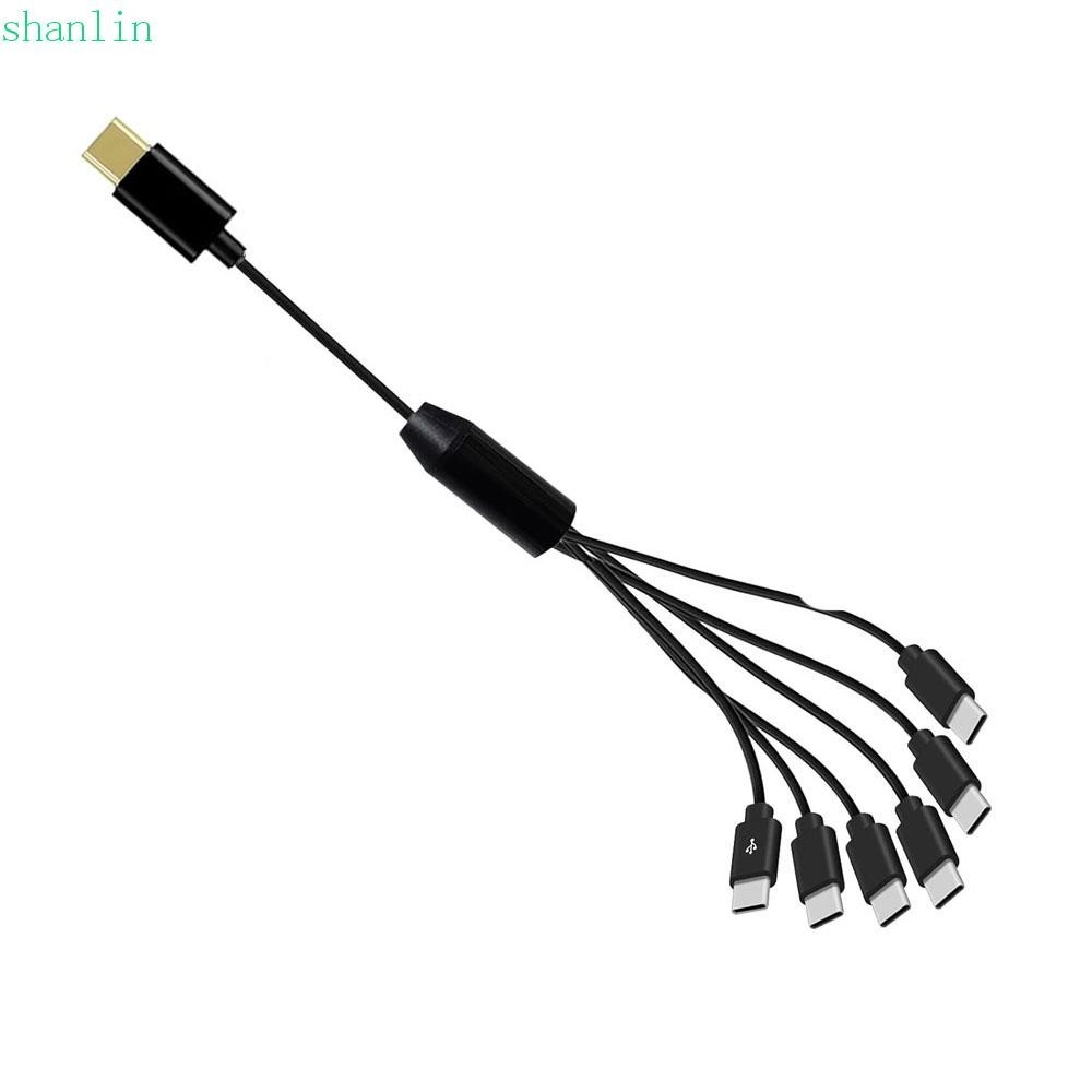 Shanlin สายแยก USB C, 6 in 1 Type-C Micro-USB Multi USB C ถึง USB C สาย, สายชาร์จ 50cm8150cm USB Y Splitter สีดํา Type C สายชาร์จชาย Android