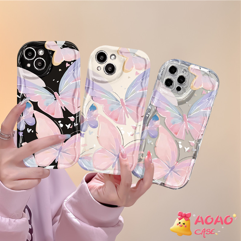 แฟชั่น ดรีม บัตเตอร์ฟลาย ซอฟท์ เคสiPhone 7Plus 11 13 15 12 14 Pro Max 7 8 Plus XR X XS Max