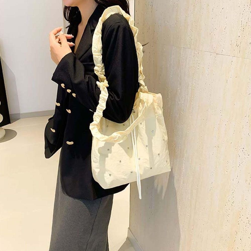 Uumir กระเป๋าถือ Drawstring, กระเป๋า Messenger สี Candy Sweet Nylon กระเป๋าผ้า, ของขวัญความจุขนาดใหญ่กันน้ําแฟชั่นกระเป๋าถือจีบยืดหยุ่น