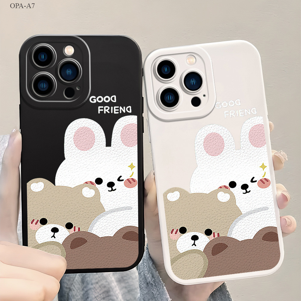 OPPO A7 A5S A12 A9 A31 A3S A53 A15 A15S A16 A93 A76 A36 A96 A57 A77S Reno 8Z 7Z 5G 2020 2022 เคสออปโป้ Rabbit Flower เคส