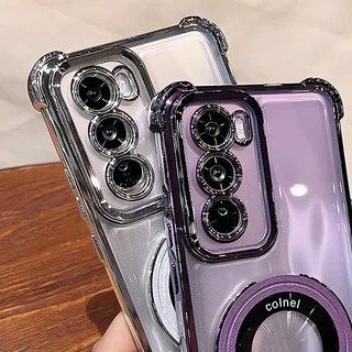 สําหรับ Samsung Galaxy A57 A37 A17 A07 A06 A15 A16 A25 A26 A35 A36 A54 A55 A56 แหวนวงเล็บชุบแม่เหล็กเคสโทรศัพท์กล้องป้องกันถุงลมนิรภัยกันกระแทกซิลิโคนอ่อนนุ่มฝาครอบ