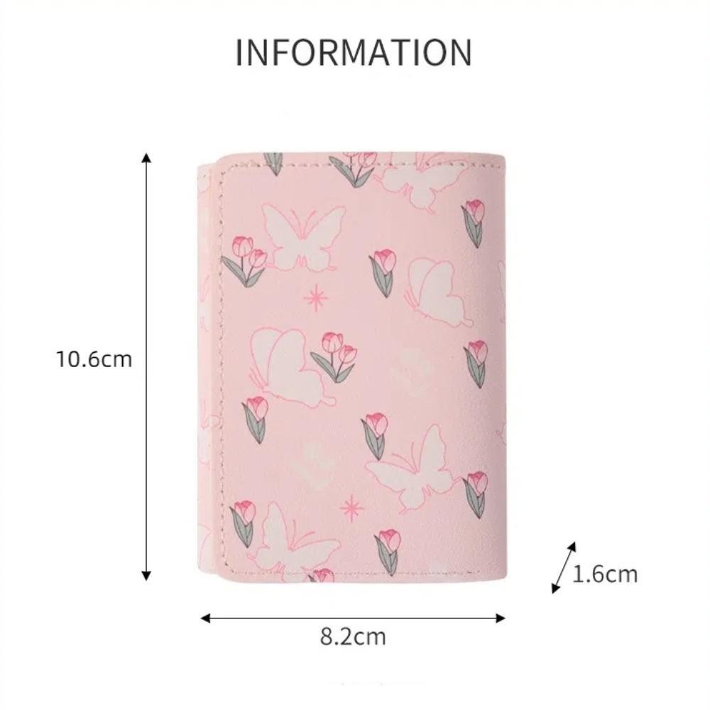 Bag12 กระเป๋าสตางค์ผู้หญิง,สีชมพูลายดอกไม้โบว์กระเป๋าใส่เหรียญ,แบบพกพาหลายบัตรกระเป๋าสตางค์หนัง PU เดินทาง