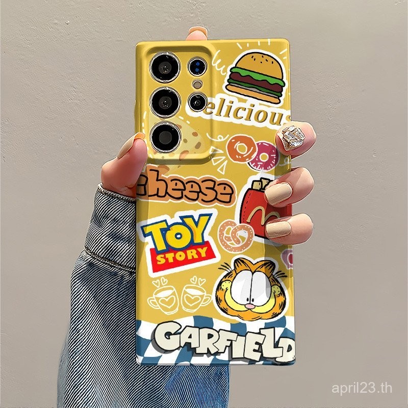 เคสมือถือ Garfield Samsung เคสมือถือสำหรับ A55 A14 S23 S24 PLUS A12/M12เคสป้องกันแบบแข็งเคสป้องกันเคาะ S22 ultra A54 5G A11 A53 4G/5G A04/a04e S23 PLUS