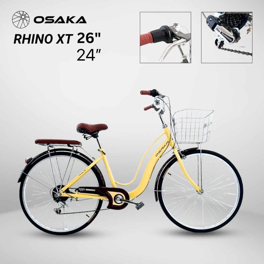 จักรยานทรงแม่บ้านญี่ปุ่น 24" และ 26" Osaka รุ่น Rhino XT มีเกียร์ 7sp