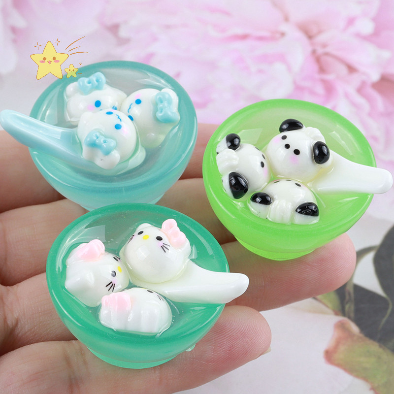 [JBTH] 1pc Luminous การ์ตูน Mini เรซิ่น 3D Kawaii สัตว์ตัวเลขอุปกรณ์เสริมขนาดเล็ก Flatback อะนิเมะ Sanrio รูปหวาน Dumpling [JB]