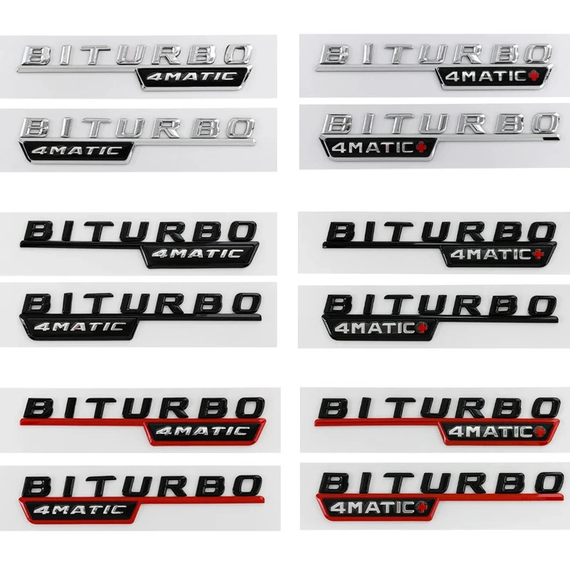 2pcs ตัวอักษรรถ Fender Trim Badge BITURBO 4MATIC Plus สติกเกอร์สัญลักษณ์สําหรับ Mercedes Benz AMG C43 E43 GLE43 GLC43 W205 W213 อุปกรณ์เสริม