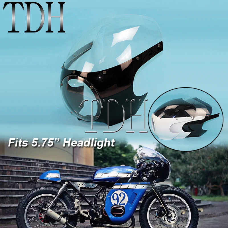 TD 5 3/4" Cafe Racer Headlight Fairing Windscreen For Harley Sportster 883 1200 XL Dyna Custom Motor