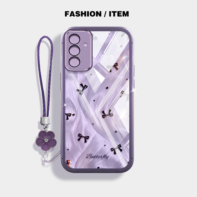 แฟชั่น Dreamy Feeling เคสโทรศัพท์กันกระแทกสําหรับ Samsung Galaxy A55 A35 A25 A54 A34 A16 5G A15 A14 A13 4G 5G A24 A04S 4G ปลอกโปร่งใสพร้อมเชือกแขวนดอกไม้