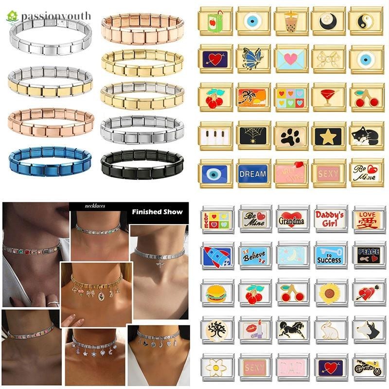 Combination Charm Fit อิตาเลี่ยน Charm Links 9 มม.สร้อยข้อมือสแตนเลสเครื่องประดับ Diy ทํา Diy แฟชั่นอุปกรณ์เสริมบุคลิกภาพโมดูลสร้อยข้อมืออุปกรณ์เสริม