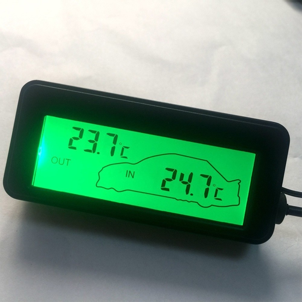 [bestshe] เครื่องวัดอุณหภูมิภายใน และภายนอก จอแสดงผลดิจิทัล LCD 12V สําหรับรถยนต์