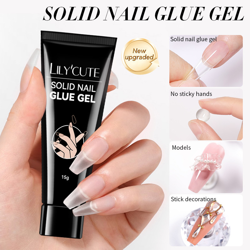 Lilycute Solid Nail Tips กาวเจลกาวกาว UV เจลเล็บ Quick dry Strong Sticking เล็บปลอมกาวอะคริลิค