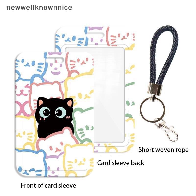 Newwellknownnice 1 Pc แมวน่ารักผู้ถือบัตรสําหรับนักเรียนแฟชั่น Kawaii Cat Kpop Idol Photocard ผู้ถือแบบพกพา Worker ผู้ถือบัตร Lanyard TH