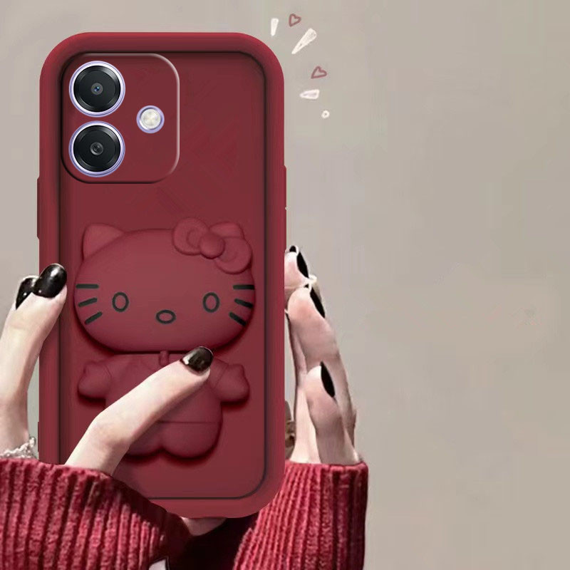 เคสโทรศัพท์ OPPO A3x A3 A40 Reno12F OPPOA3X OPPOA3 Reno12 F Reno 12F 4G 5G ปลอกน่ารักน่ารัก KT แมวแต่งหน้ากระจกผู้ถือ Anti Drop ซิลิโคน Softcase สําหรับสาวฝาครอบ