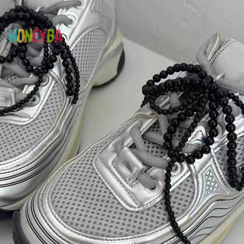 <Honeyba>หวานHandmade Double LayeredลูกปัดมุกBowknot Charmรองเท้าหัวเข็มขัดKey Chainกระเป๋าอุปกรณ์เสริมรองเท้าChจี้ตกแต่งNice