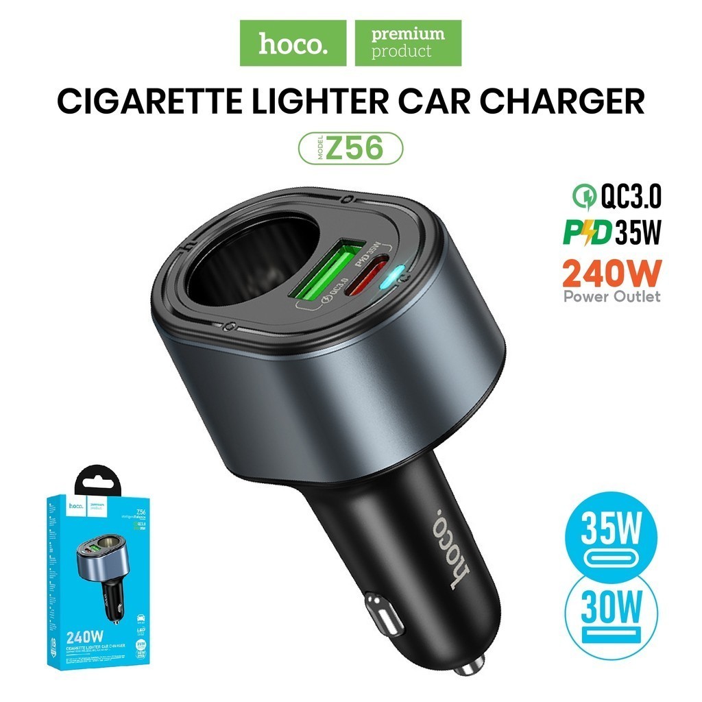 Hoco Z56 240W PD35W+QC3.0 Fast Car Charger ที่ชาจในรถ 1PD 1USB Fast Car Charger jr_gadget