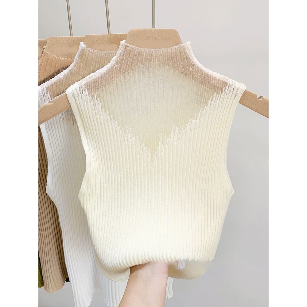 3242a02ลูกไม้กลวงถักเสื้อชั้นในสตรีขนาดเล็ก bottoming เสื้อกึ่งสูงเสื้อสเวตเตอร์ผ้าไหมเย็นผ้าไหมออแกนซ่าฮวนเดอกวนจิ bsfu
