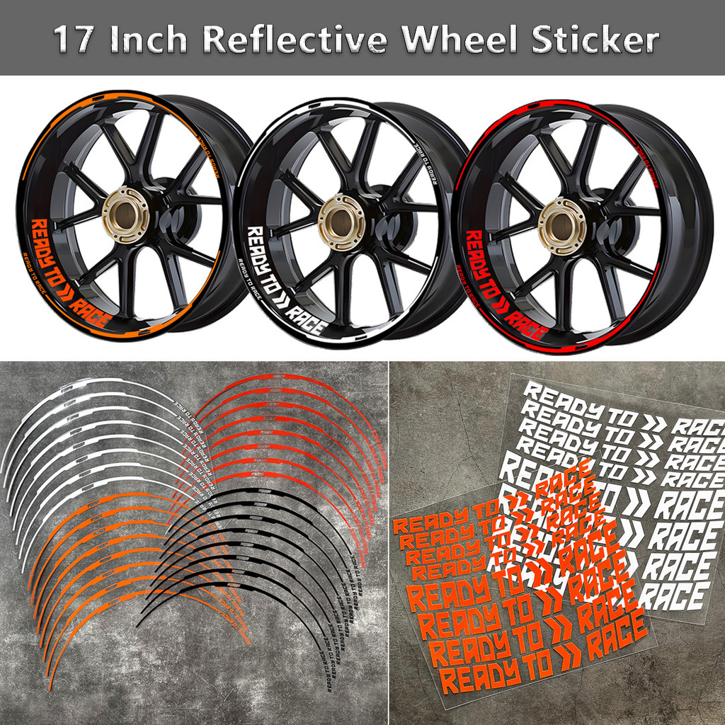 สติกเกอร์ล้อรถจักรยานยนต์ 17 นิ้ว Ready to Race Hub Decals Rim Stripe Tape สําหรับ KTM Duke 390/690/890/1290