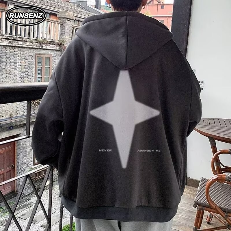 M-8xl แฟชั่นเกาหลีหนาความร้อน Hoodie ผู้ชาย Plus ขนาดเสื้อกันหนาวลําลองหลวม Hooded Oversize Top
