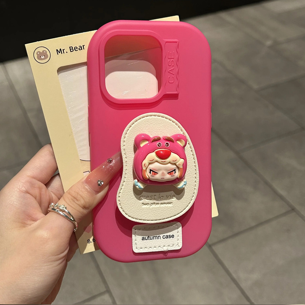 การ์ตูนน่ารัก Fun Girl Stand เคสโทรศัพท์ซิลิโคนสําหรับ iPhone16 15 14 13 12 11 Pro MAX IXS MAX XR XS ปลอกกันกระแทกกล้องปกป้องผิวรู้สึกนุ่มปกหลัง