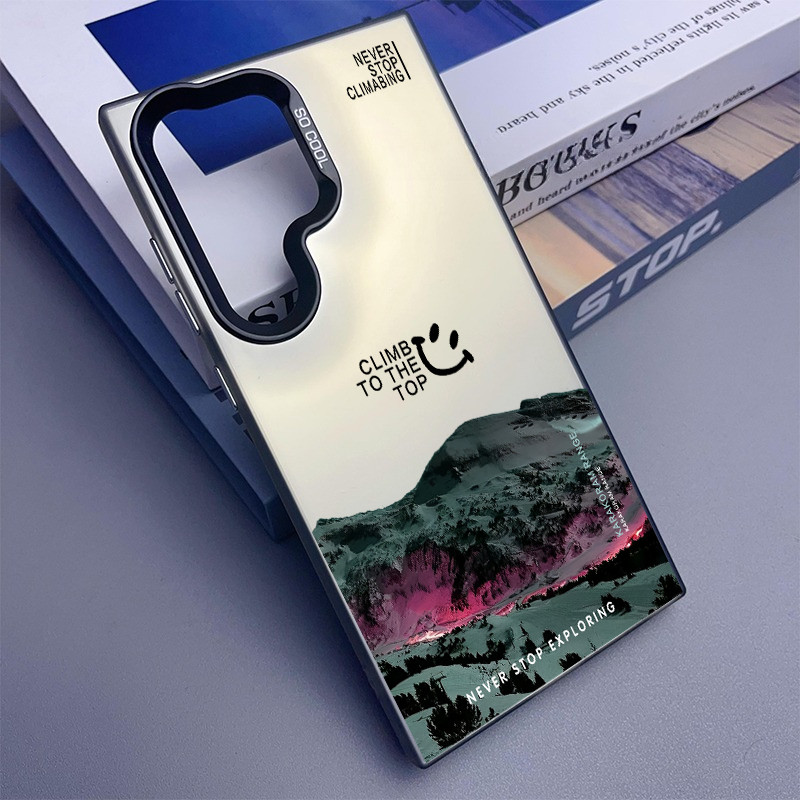 Samsung S24 Ultra S23 Ultra "Never Stop Climbing" เทรนด์แฟชั่น Micro Matte Case สําหรับ Galaxy S24+ S23 FE S22U S20FE S21 ป้องกันลายนิ้วมือกันกระแทก