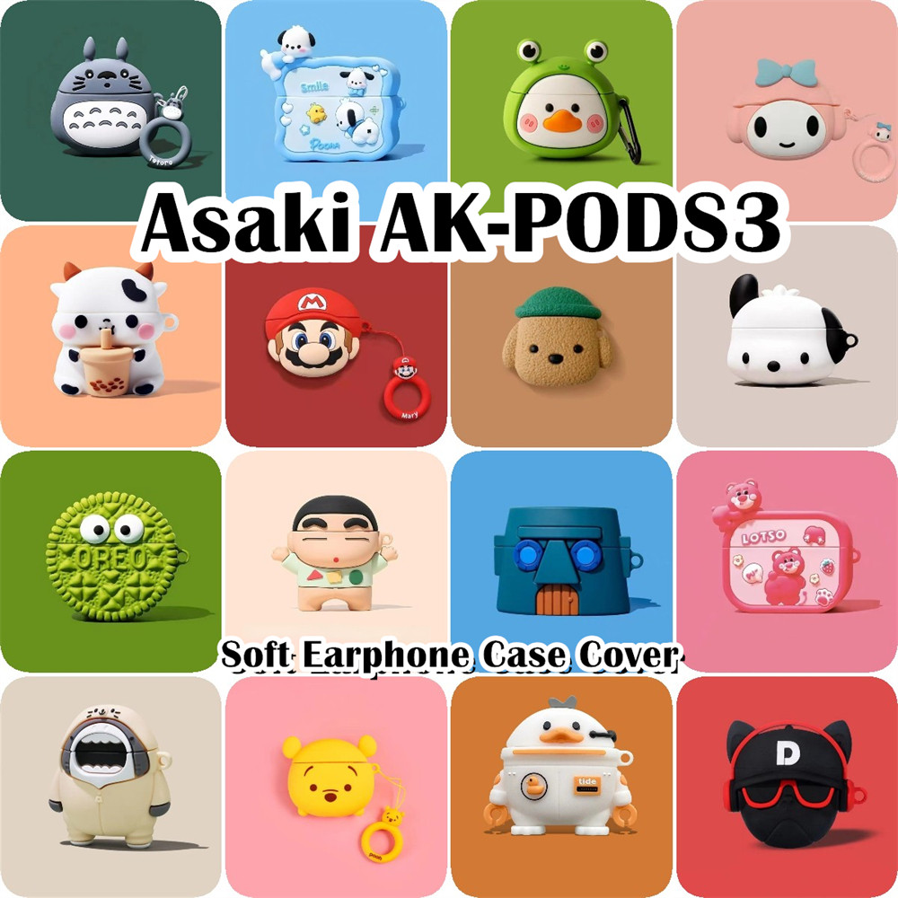 imamuraFor Asaki AK-PODS3 เคสซิลิโคนอ่อนนุ่มน่ารักจัดแต่งทรงผมหูฟังฝาครอบ NO.2