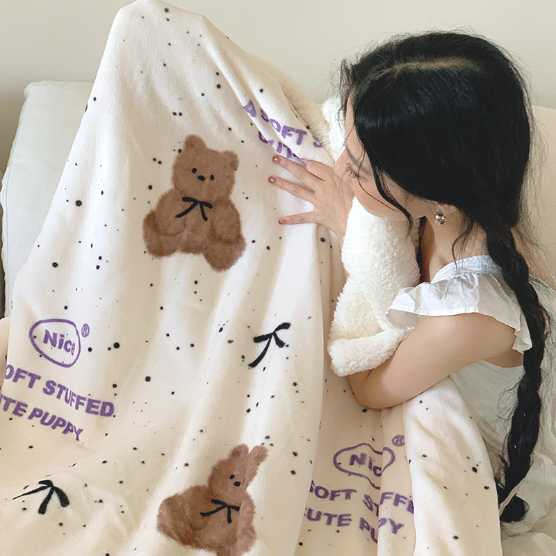 ผ้าห่มไมโครไฟเบอร์ ผ้าห่มขนแกะหมีน่ารัก 3ฟุต 3.5ฟุต 5ฟุต 6ฟุต
