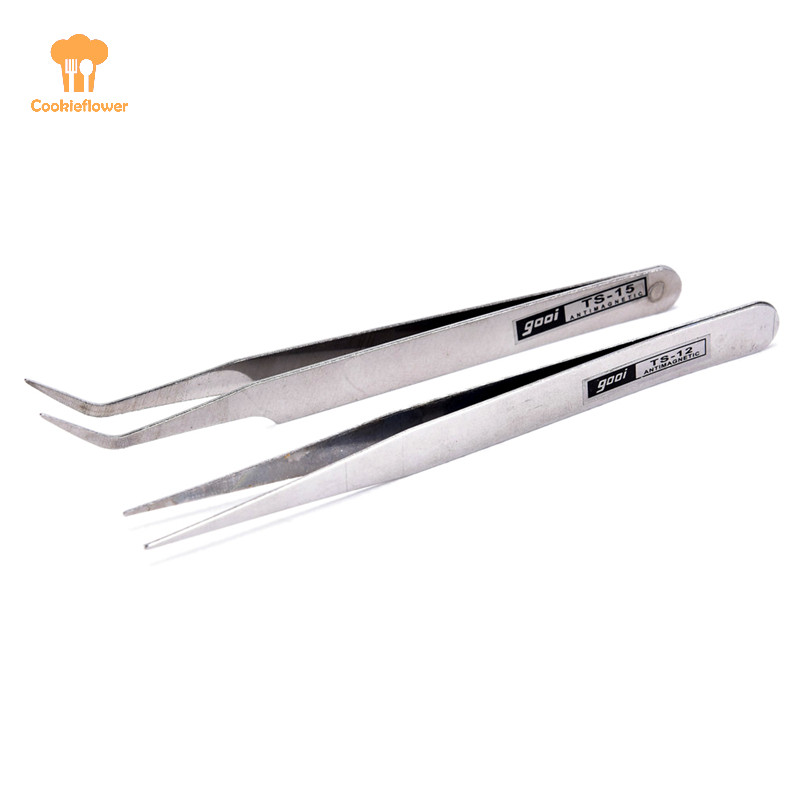 Ckfr 2 X เครื่องมือเลือกอัญมณีขนตาสแตนเลสแหนบเครื่องสําอางอุปกรณ์ทําเล็บใหม่