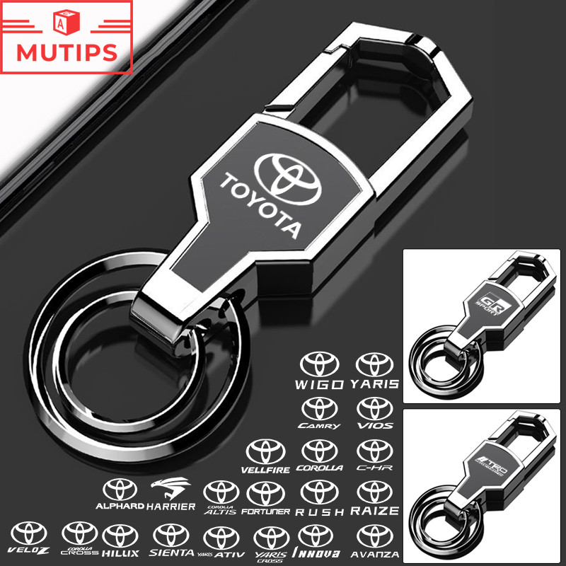 Toyota GR TRD พวงกุญแจรถ กุญแจโลหะผสมโลหะ เลเซอร์พิมพ์โลโก้ สําหรับ Prius Fortuner Corolla Cross CHR Camry Wish Vios Veloz Estima Sienta Yaris Ativ Altis Hilux Revo bZ4X Hiace