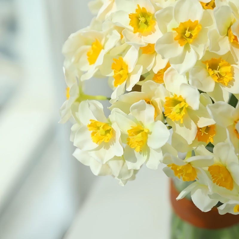 6 ชิ้น/เซ็ตประดิษฐ์ Narcissus ช่อดอกไม้สําหรับตกแต่งบ้านช่อดอกไม้งานแต่งงานสําหรับเจ้าสาว Photo Props ราคา ถูกที่สุด ดีลบีเคเค แกลเลอรีภาพที่ 6