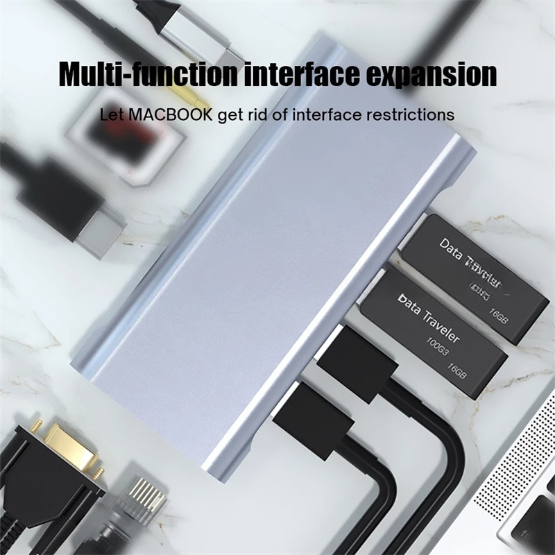 11-em-1 HUB USB C 4K Full HD HDMI 87W PD Carregmento สถานีเชื่อมต่อหลายพอร์ต