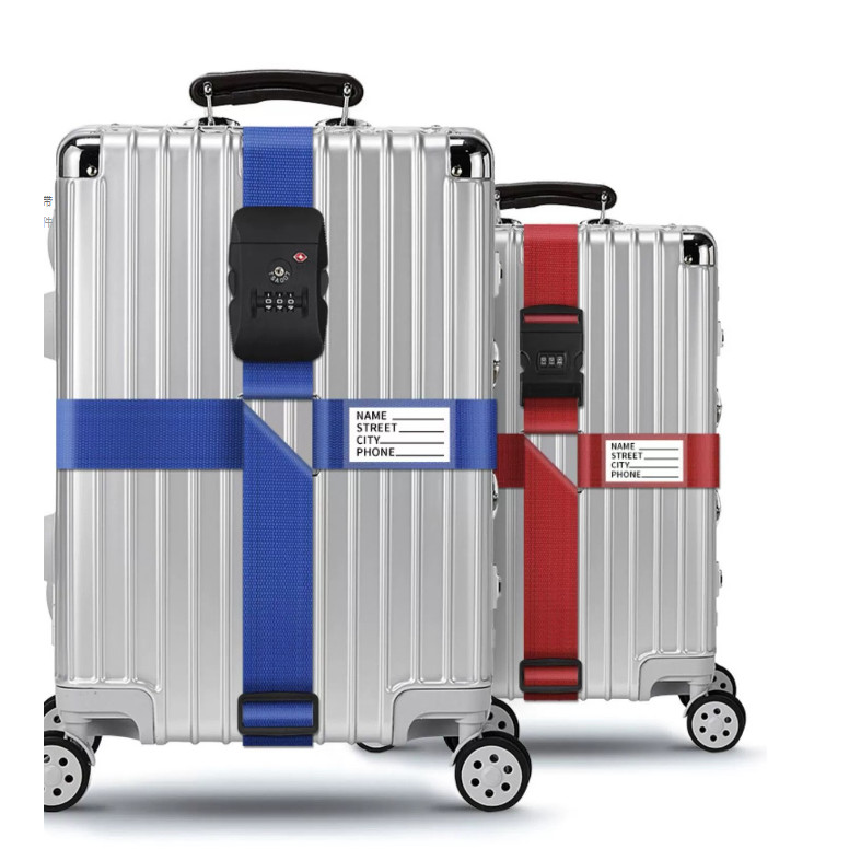 สายรัดกระเป๋าเดินทาง ไนล่อน แบบมีรหัสล็อค/ไม่มีรหัสล็อค เข็มขัดรัดกระเป๋าเดินทาง รัดไขว้ รัดกากบาท ส่งไว พร้อมส่งจากไทย