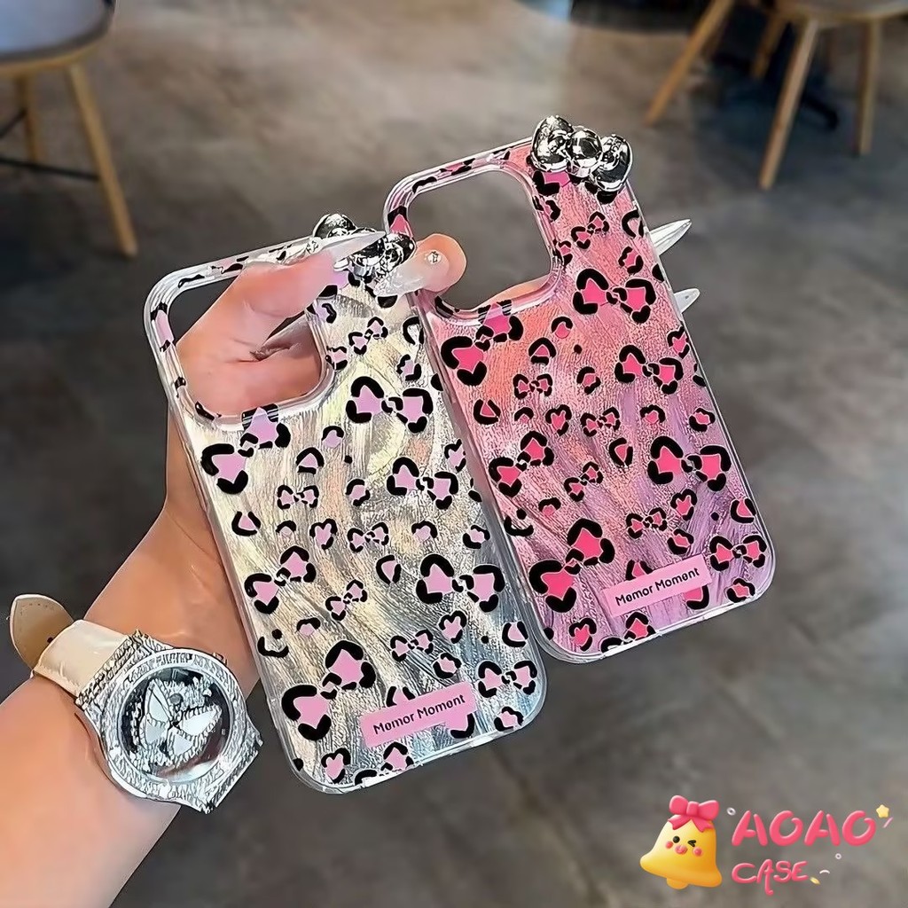 ธนูพิมพ์ลายเสือดาวแฟชั่นอาวุโส เคสiPhone 16 15 11 13 12 14 Pro Max 7Plus XR 16 7 8 Plus 14 11 12 Pro XS MAX X SE 14 Plus