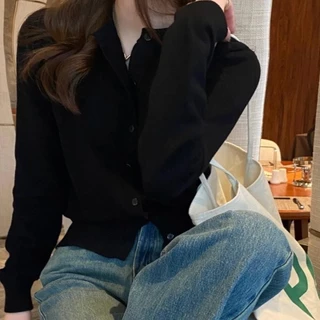 Cuties 🔥เสื้อคลุมคาร์ดิแกน สีพื้น เสื้อไหมพรมแขนยาว แบบเรียบ เนื้อผ้าบางเบาใส่สบาย สไตล์เกาหลี มี 6 สีให้เลือก 10715