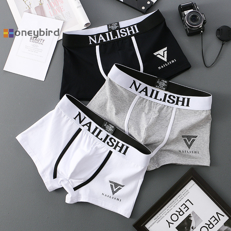 Honeybird พิมพ์ชายกางเกงผู้ชายนักมวย Breathable Man Boxer พิมพ์กางเกง U กางเกงขาสั้นนูนผู้ชาย M-3XL Nice