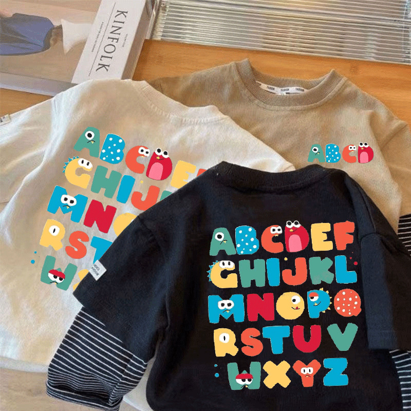 Kid Tshirt (ผ้าฝ้าย 100%) ลายแขนยาวเสื้อการ์ตูนเด็กผู้หญิงแฟชั่นพิมพ์เสื้อยืดเด็กน่ารักเสื้อ