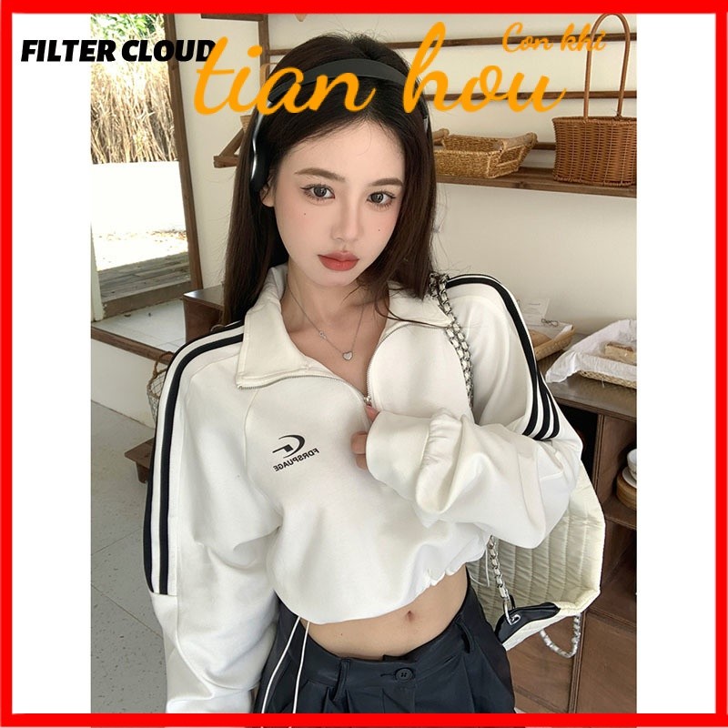 สินค้าใหม่เสื้อสเวตเตอร์แขนยาวปกเสื้อโปโลรุ่นใหม่ฤดูใบไม้ร่วงและฤดูหนาวเสื้อซิปแมทช์ลุคง่ายแบบสั้นทรงหลวมสไตล์เกาหลีสำหรับสาวฮอต z4lm