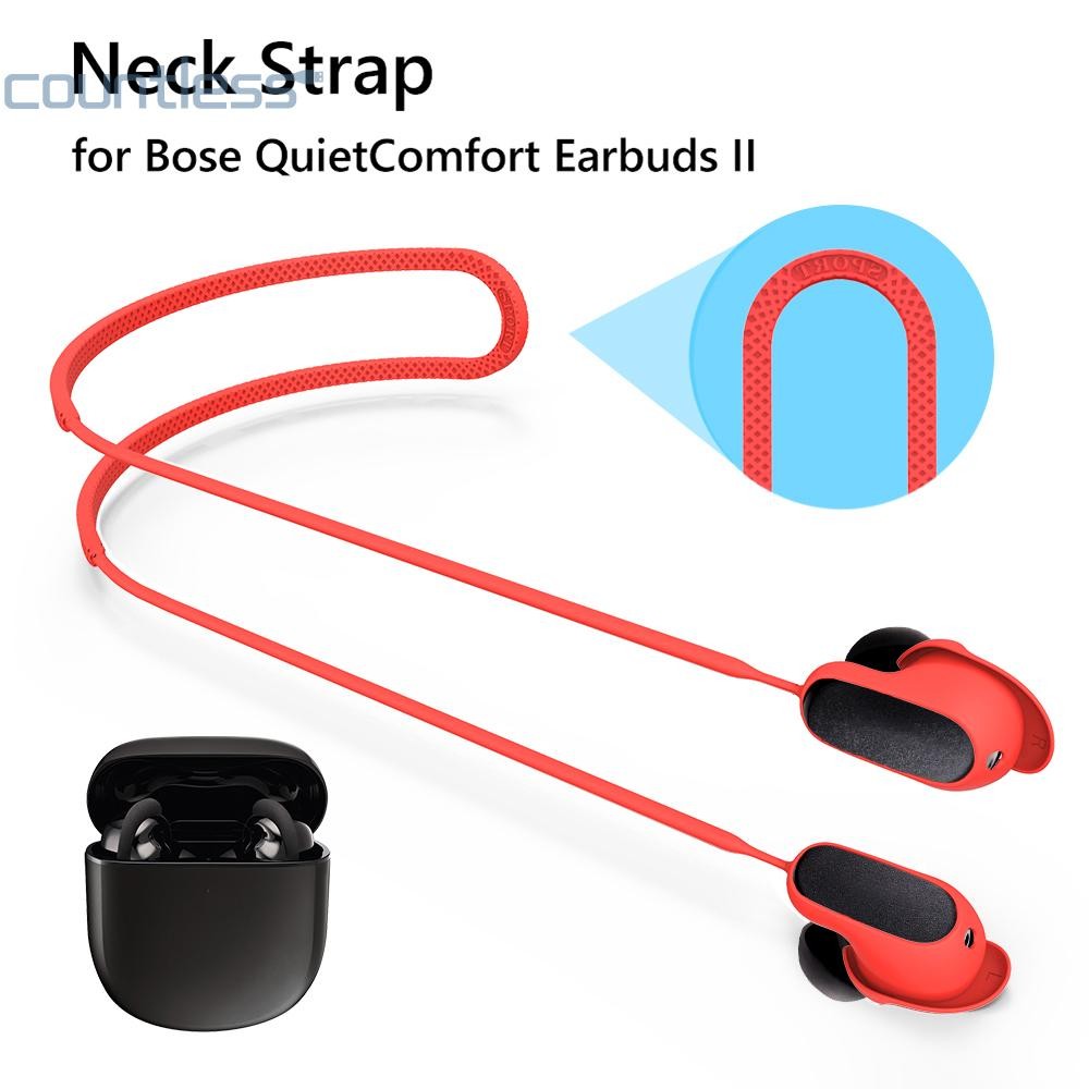 สายหูฟังซิลิโคนอ่อนนุ่ม เชือกคล้องคอป้องกันการสูญหายสําหรับ Bose QuietComfort Earbuds II [นับเลข]