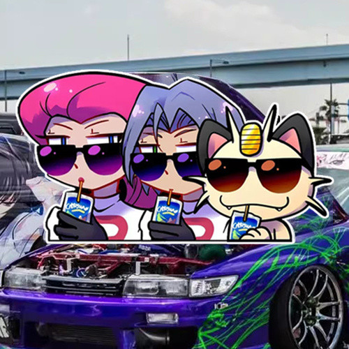 🍀Pokémon Meow Kojiro Musashi Cartoon Anime Motorcycle Car Sticker