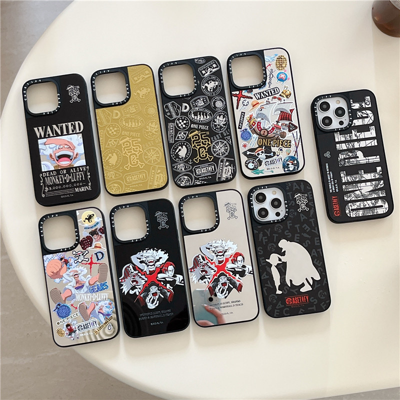 Mirror Phone Case CASETiFY One Piece เหรียญครบรอบ 25 ปีเข้ากันได้กับ iPhone 11 12 13 14 15 16 Pro Max 16 Plus แฟชั่นตัวอักษรด้านข้างกันกระแทกฝาครอบป้องกัน