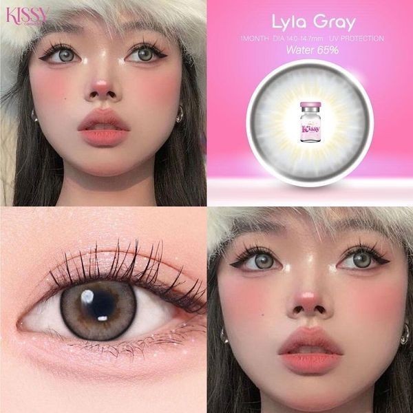คอนแทคเลนส์ Size : L รุ่น Lyla (Kissylens) สี : Brown / Gray