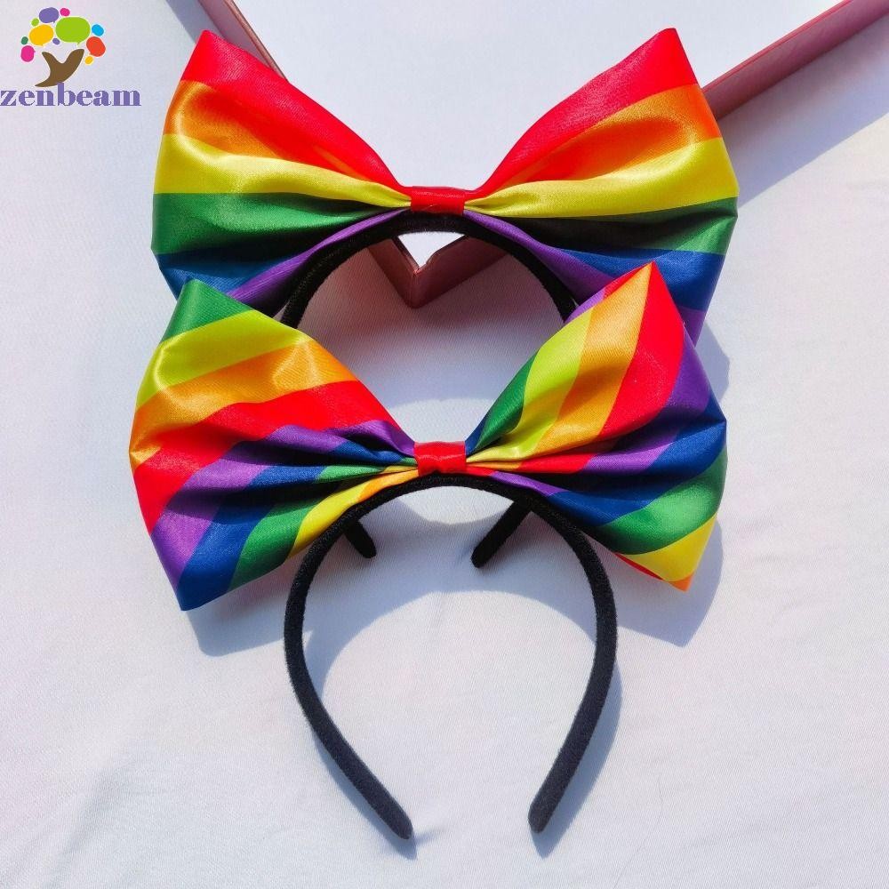 Zenbeam ห่วงผมสายรุ้ง Bowknot, ผ้าสีสันสดใส Art ที่คาดผมโบว์สีรุ้ง, ของขวัญเด็กสวยนุ่มทนทาน Party Head Hoop วันเกิด