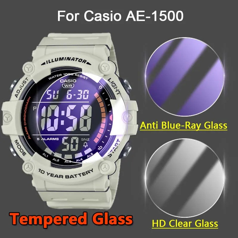 2 ชิ้นสําหรับ Casio AE-1500 SmartWatch 2.5D Ultra Slim Clear/Anti สีม่วง 9H Tough กระจกนิรภัยป้องกันหน้าจอฟิล์ม